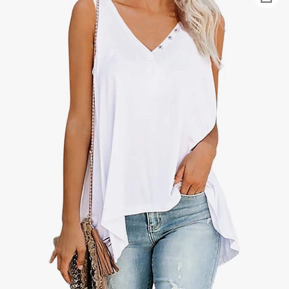 Relaxed white tank v neck